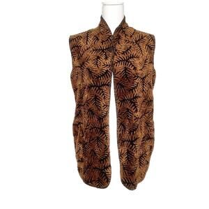 Coldwater Creek Vintage Brown & Black Fern Printed Fleece Vest Small